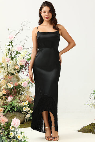 Tirantes de Espagueti Negro Vestido de Fiesta
